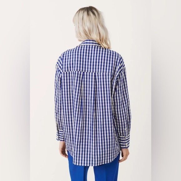 PART TWO Blouse Regan gingham boyfriend shirt Size M - Picture 2 of 7